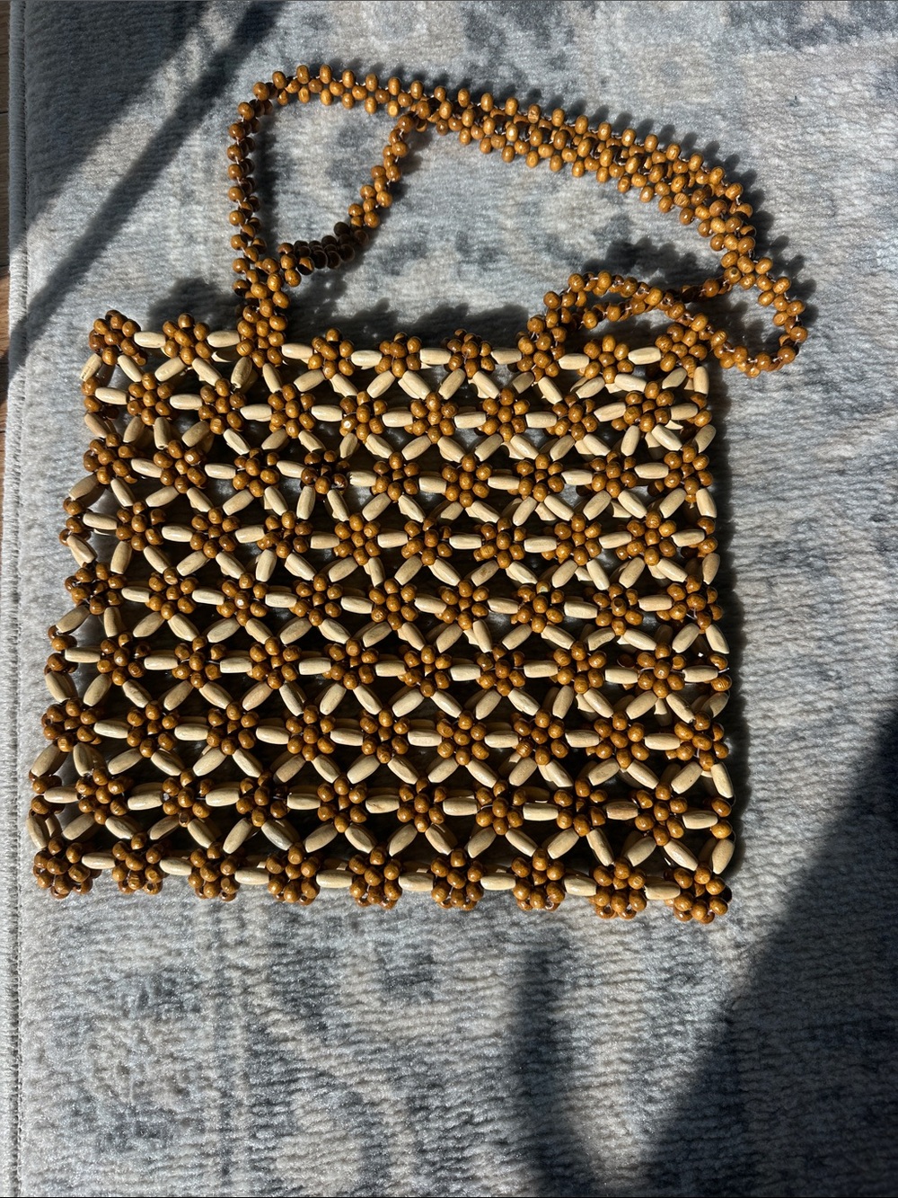 Beaded Brown Floral Bag